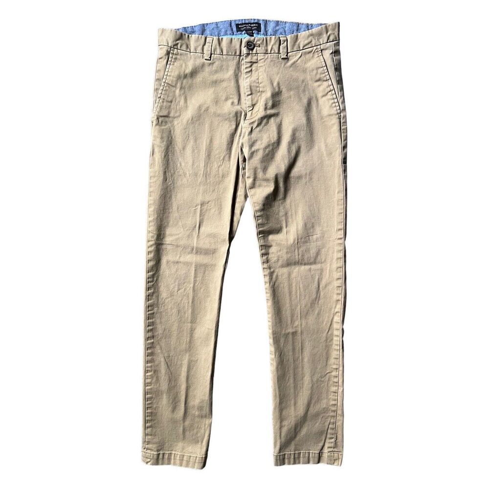 Banana Republic Fulton Skinny Stretch Men's Chino Tan Acorn 33x34 Khaki Pants